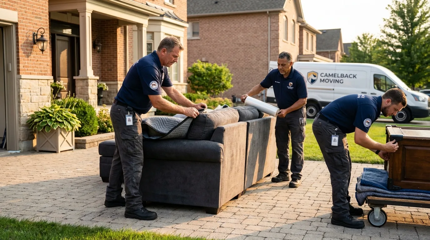 Large estate moving crew wrapping furniture in Campbellsville, KY