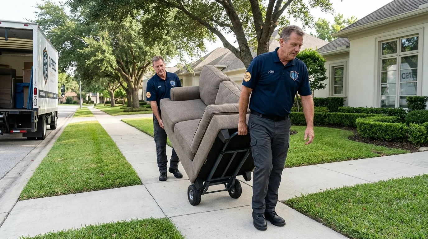 Local residential moving crew loading furniture in Campbellsville, KY